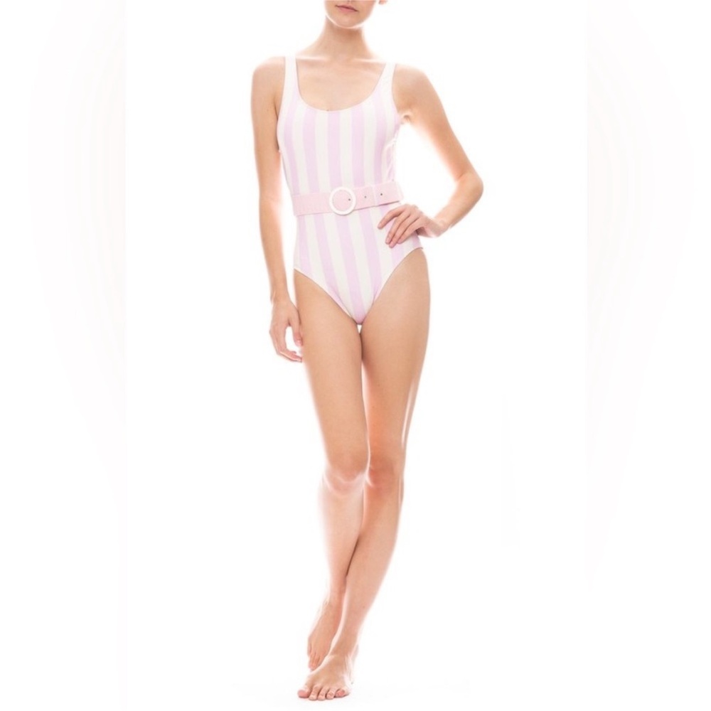 Solid and striped the Anne Marie belt one piece